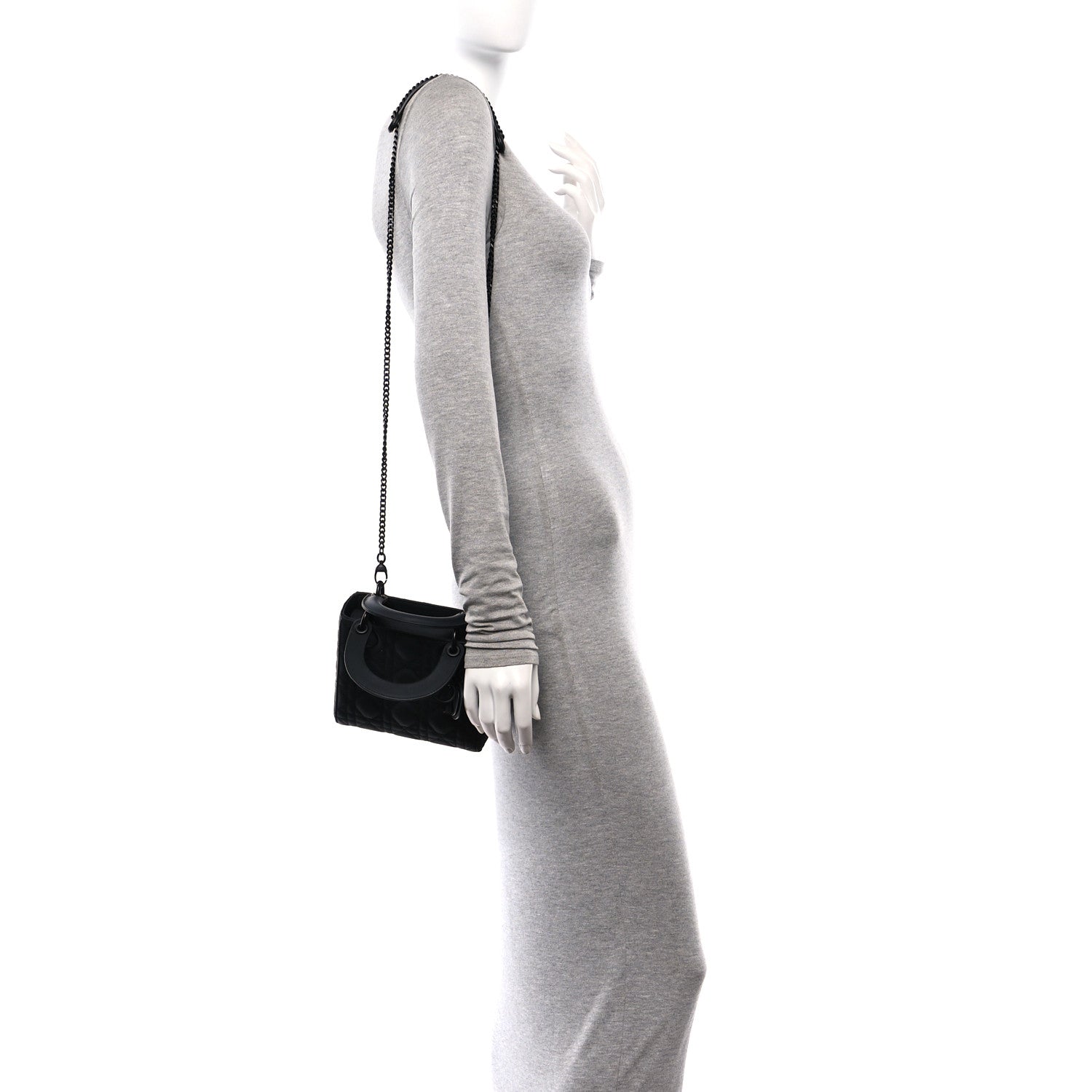 Christian Dior Ultra Matte Calfskin Cannage Mini Lady Dior Black 2 of 10
