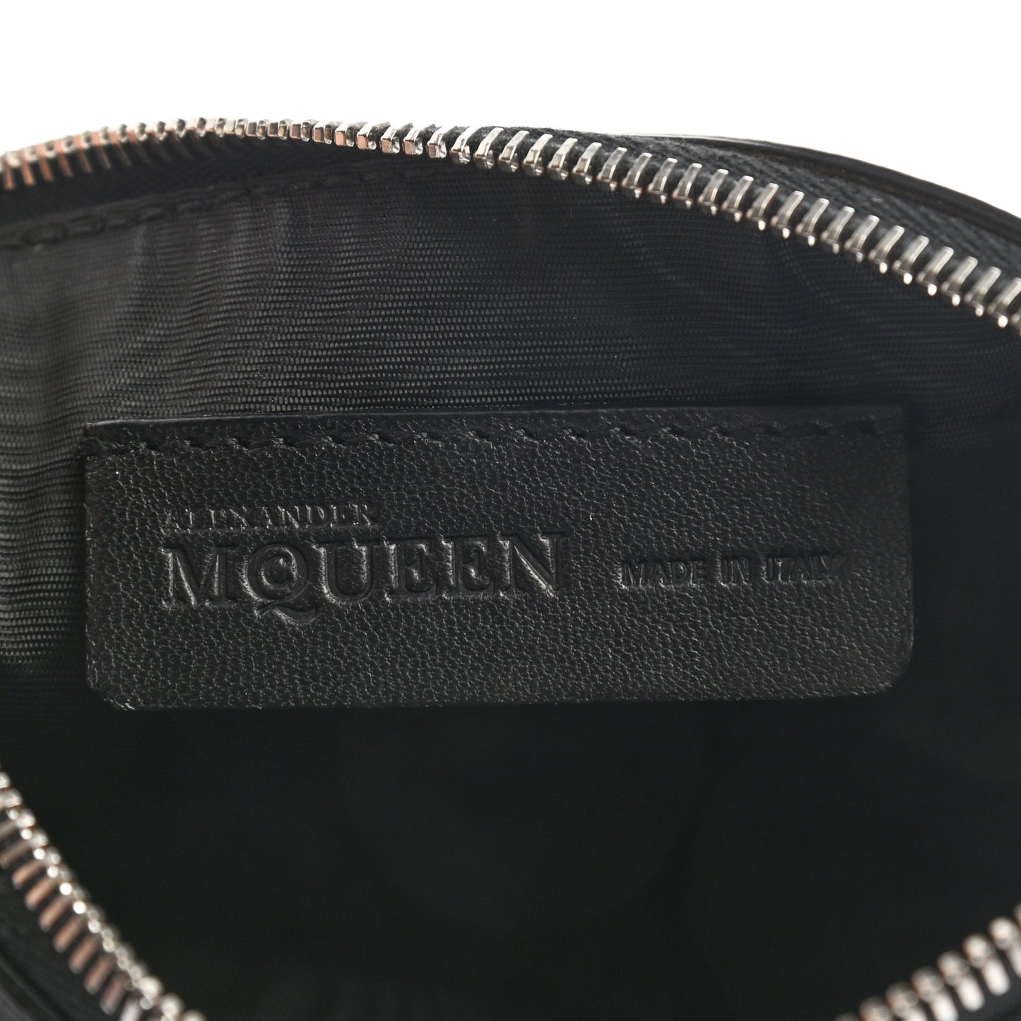 Calfskin Studded Skull Small Zipped Pouch Black