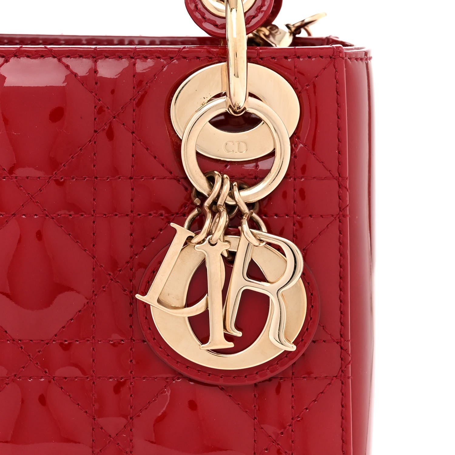 Christian Dior Patent Cannage Mini Lady Dior Red 8 of 10