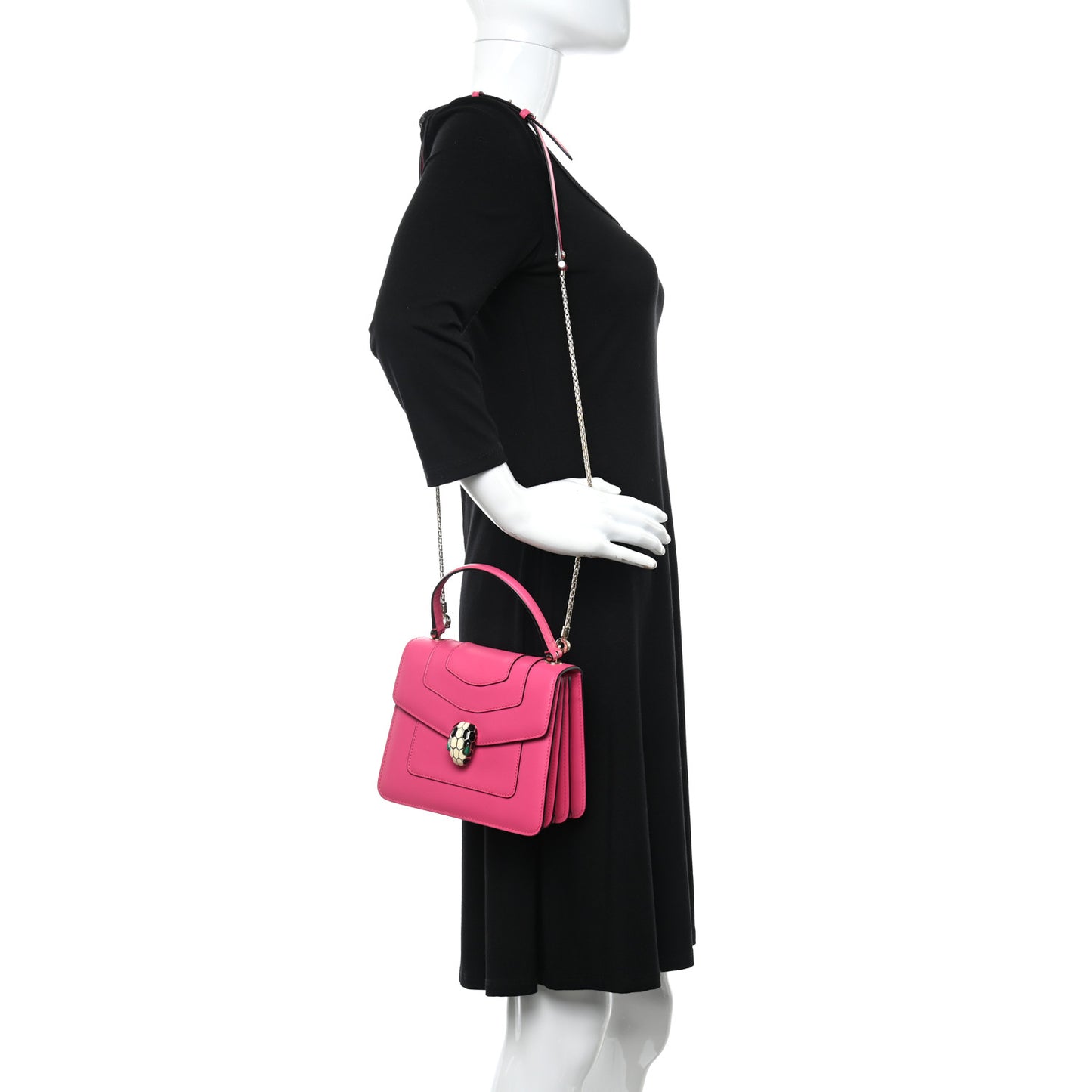 Calfskin Serpenti Forever Top Handle Pink
