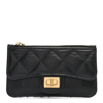 Chanel Aged Calfskin Quilted Reissue Flap Zip Card Holder Black 1 of 9