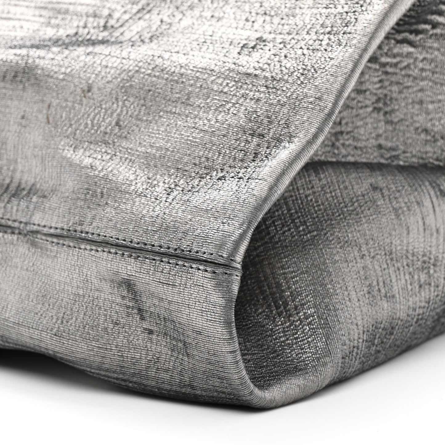 Metallic Pleated Calfskin Hilary Tote Silver