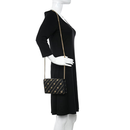 Gucci Calfskin Diagonal GG Mini Chain Wallet Black Gold 2 of 11