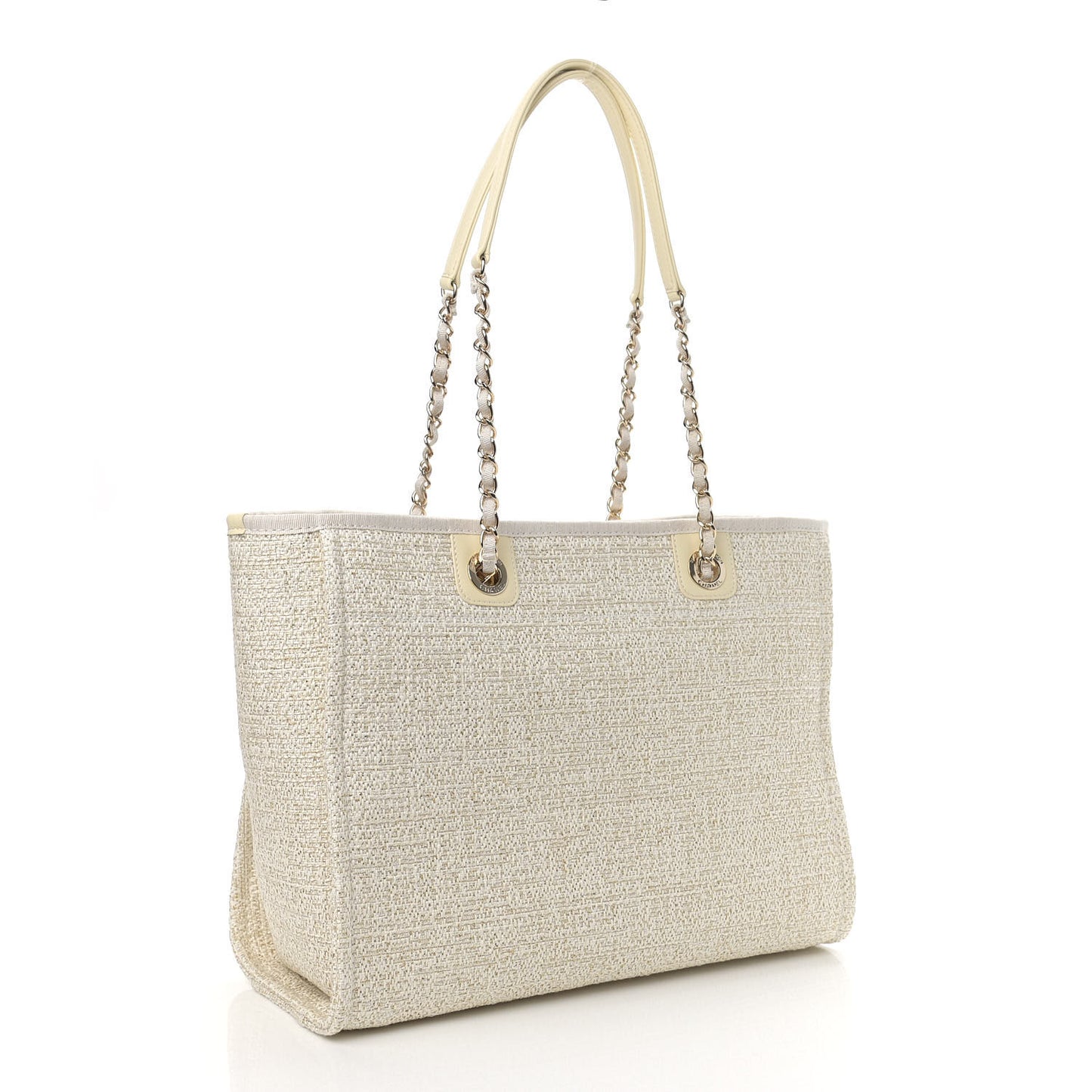 Lurex Boucle Small Deauville Tote Ivory