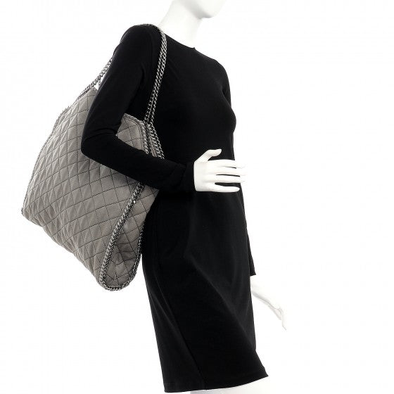 Shaggy Deer Quilted Big Falabella Tote Grey