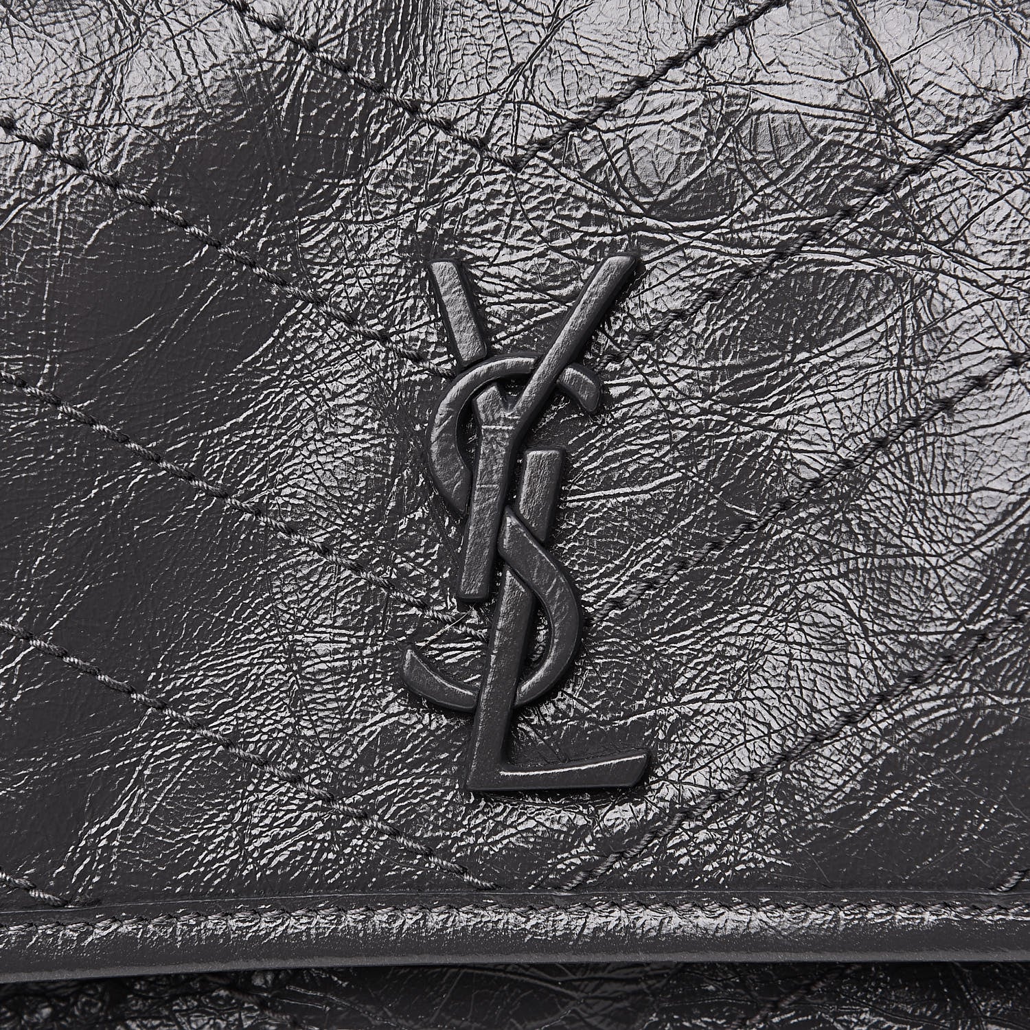 Saint Laurent Crinkled Calfskin Matelasse Monogram Baby Niki Chain Satchel Storm 10 of 10