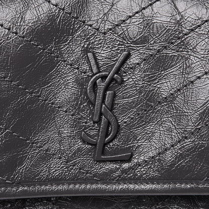 Saint Laurent Crinkled Calfskin Matelasse Monogram Baby Niki Chain Satchel Storm 10 of 10