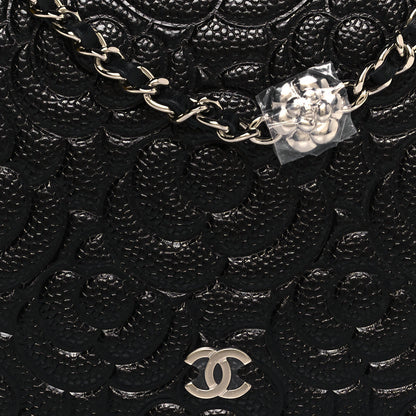 Chanel Caviar Camellia Embossed Wallet On Chain WOC Black 10 of 11