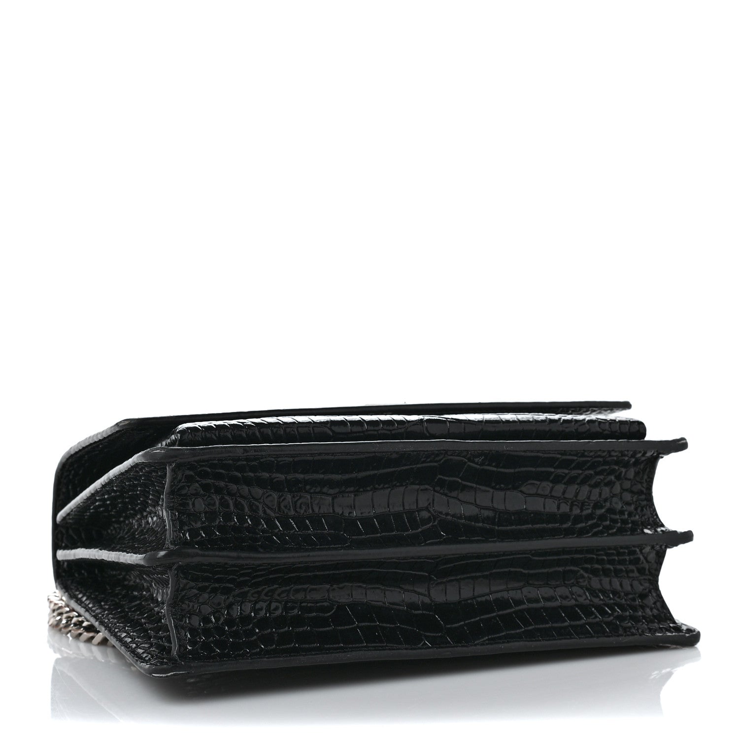 Saint Laurent Calfskin Crocodile Embossed Medium Monogram Sunset Black 4 of 10
