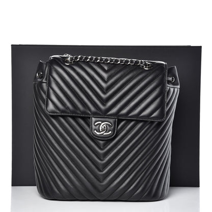 Chanel Calfskin Chevron Quilted Large Urban Spirit Backpack Black 10 of 10