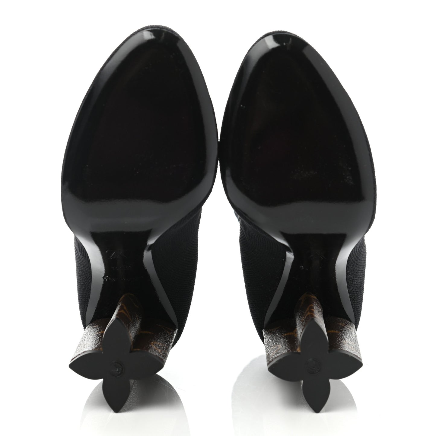 Monogram Stretch Fabric Silhouette Ankle Boots 35.5 Black