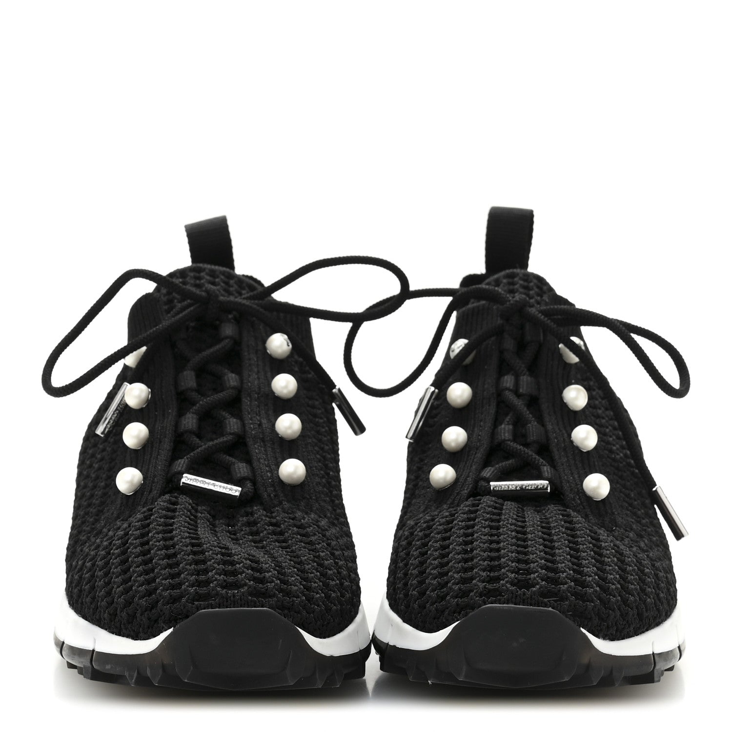 Jimmy Choo Veles Knit Pearly Lace Up Sneaker 36.5 Black 3 of 9