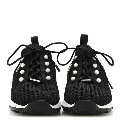 Jimmy Choo Veles Knit Pearly Lace Up Sneaker 36.5 Black 3 of 9