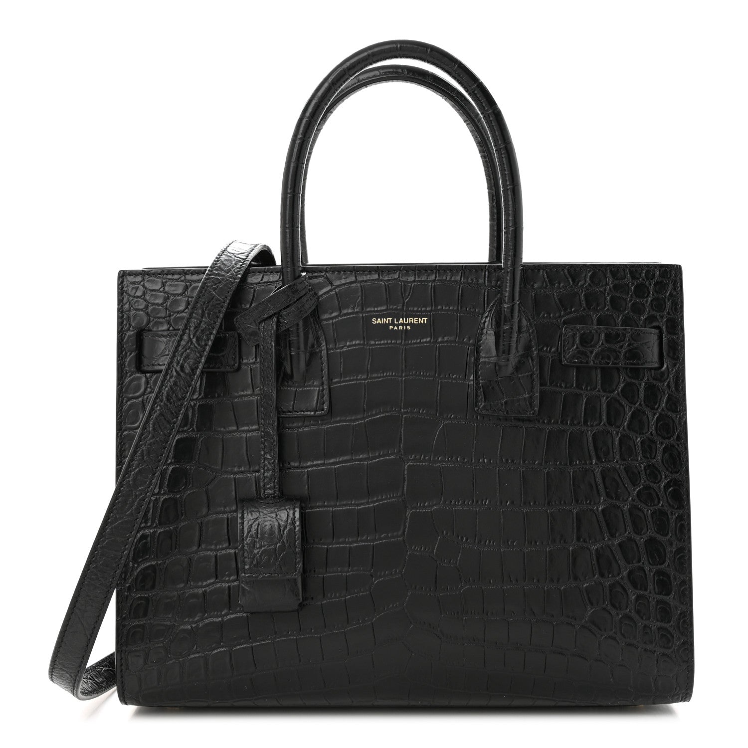 Saint Laurent Calfskin Crocodile Embossed Baby Sac De Jour Black 1 of 10
