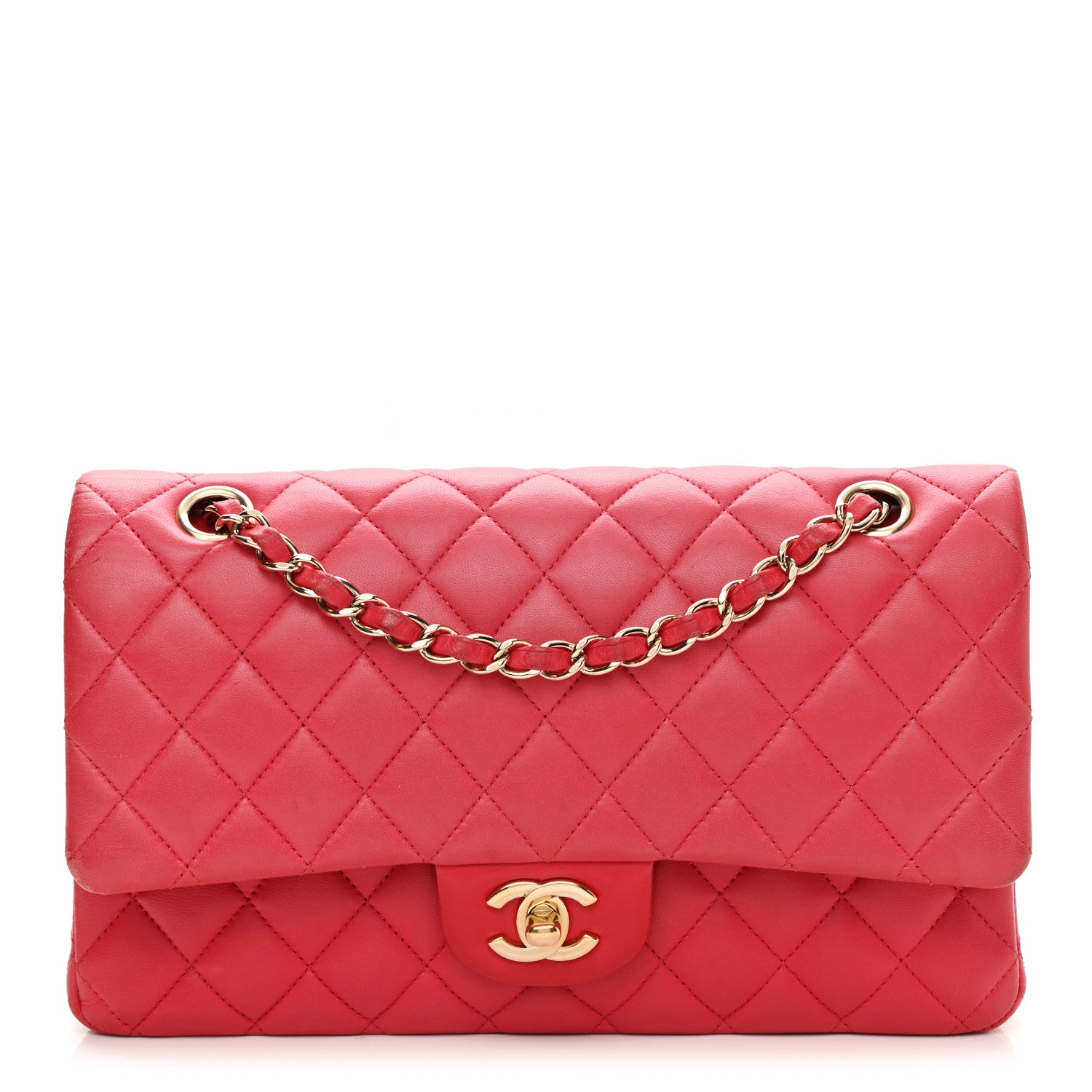 Chanel Lambskin Quilted Medium Double Flap Dark Pink 1 of 2