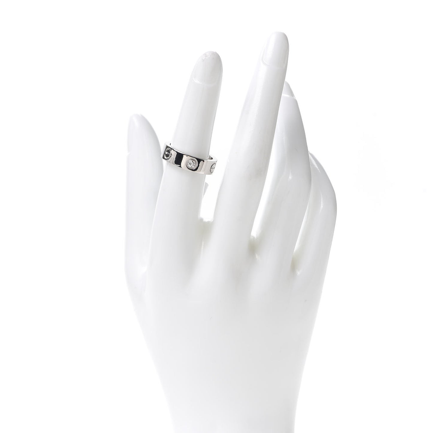 18K White Gold 3 Diamond 5.5mm LOVE Ring 52 6