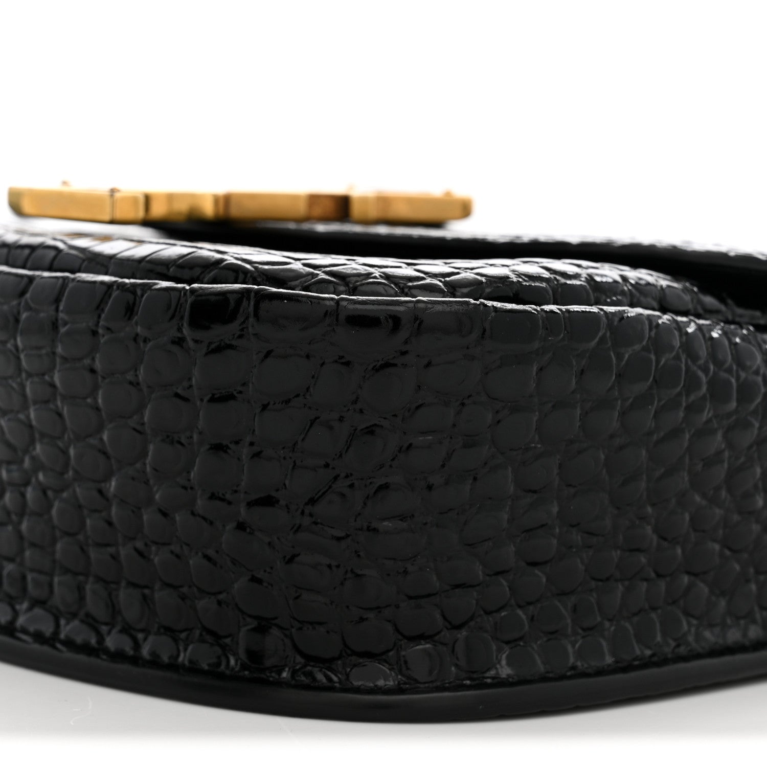 Saint Laurent Crocodile Embossed Calfskin Small Kaia Satchel Black 10 of 11