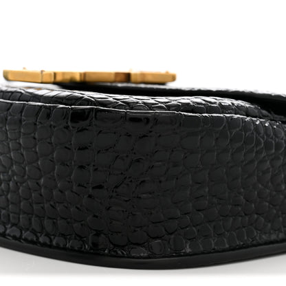Saint Laurent Crocodile Embossed Calfskin Small Kaia Satchel Black 10 of 11