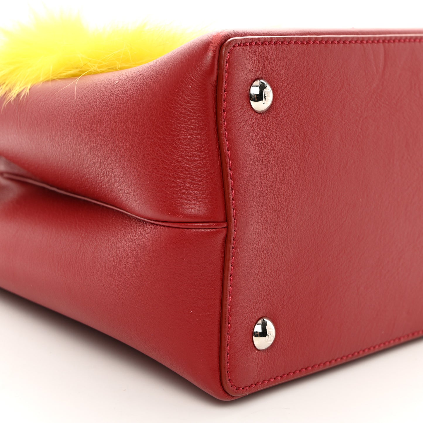 Vitello Dolce Fox Mink Crystal Bi-Color Monster Mirror Charm Petite 2Jours Tote Ribes