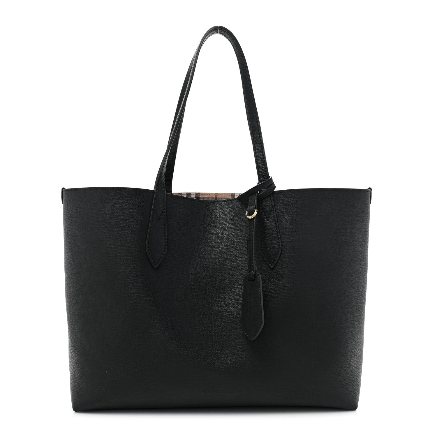 Burberry Grainy Calfskin Haymarket Colours Check Medium Zip Tote Black 1 of 22
