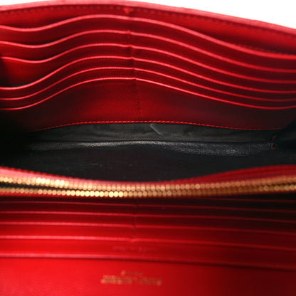 Saint Laurent Grain De Poudre Matelasse Chevron Monogram Chain Wallet Red 5 of 12