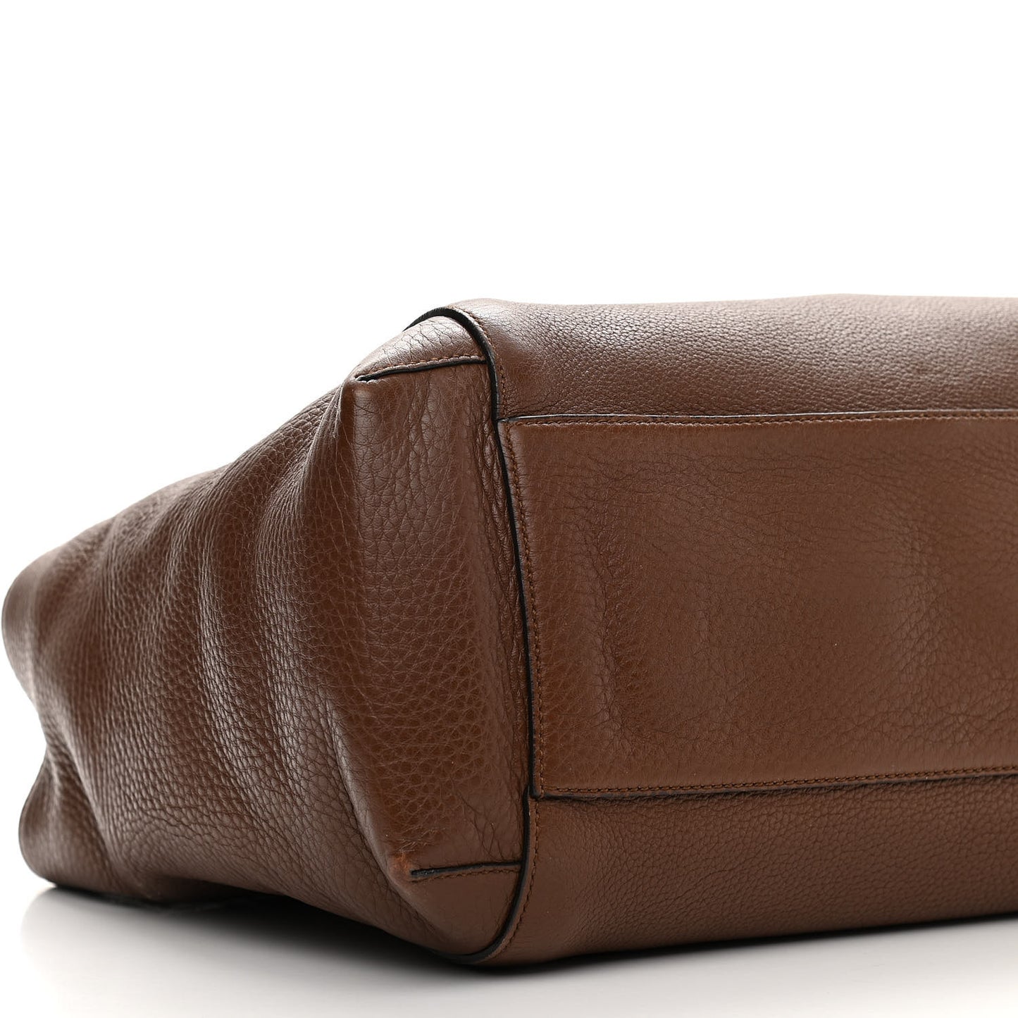 Pebbled Calfskin Large Lady Tassel Top Handle Bag Brown
