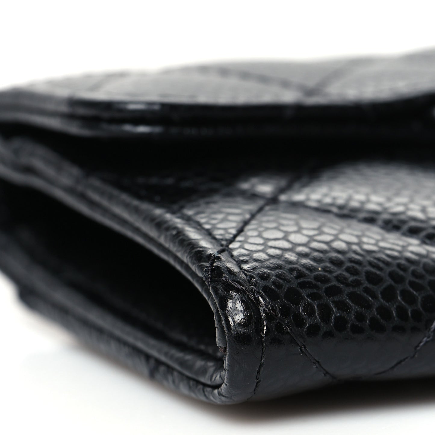 Caviar Quilted Flap Card Holder Black