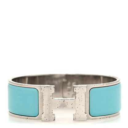 Hermes Enamel Wide Clic Clac H Bracelet GM Bleu Atoll 1 of 5