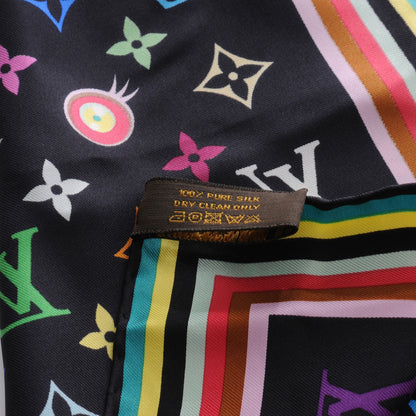 Louis Vuitton Silk Multicolor Eye Love Scarf Black 6 of 6