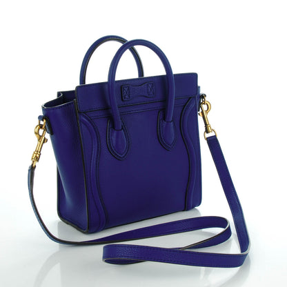 Celine Drummed Calfskin Nano Luggage Indigo 3 of 8