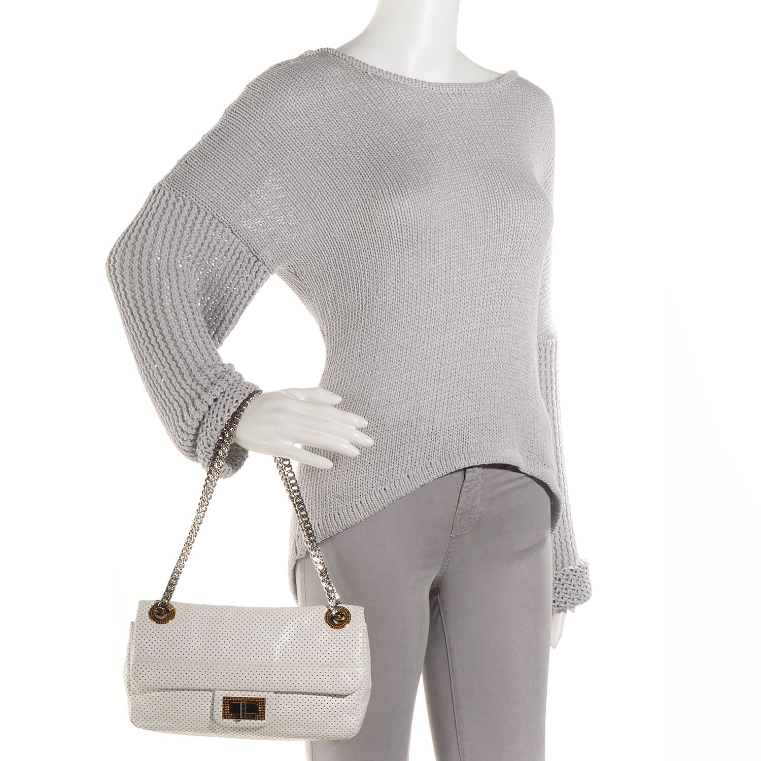 Chanel Lambskin Perforated Drill Flap White 2 of 9