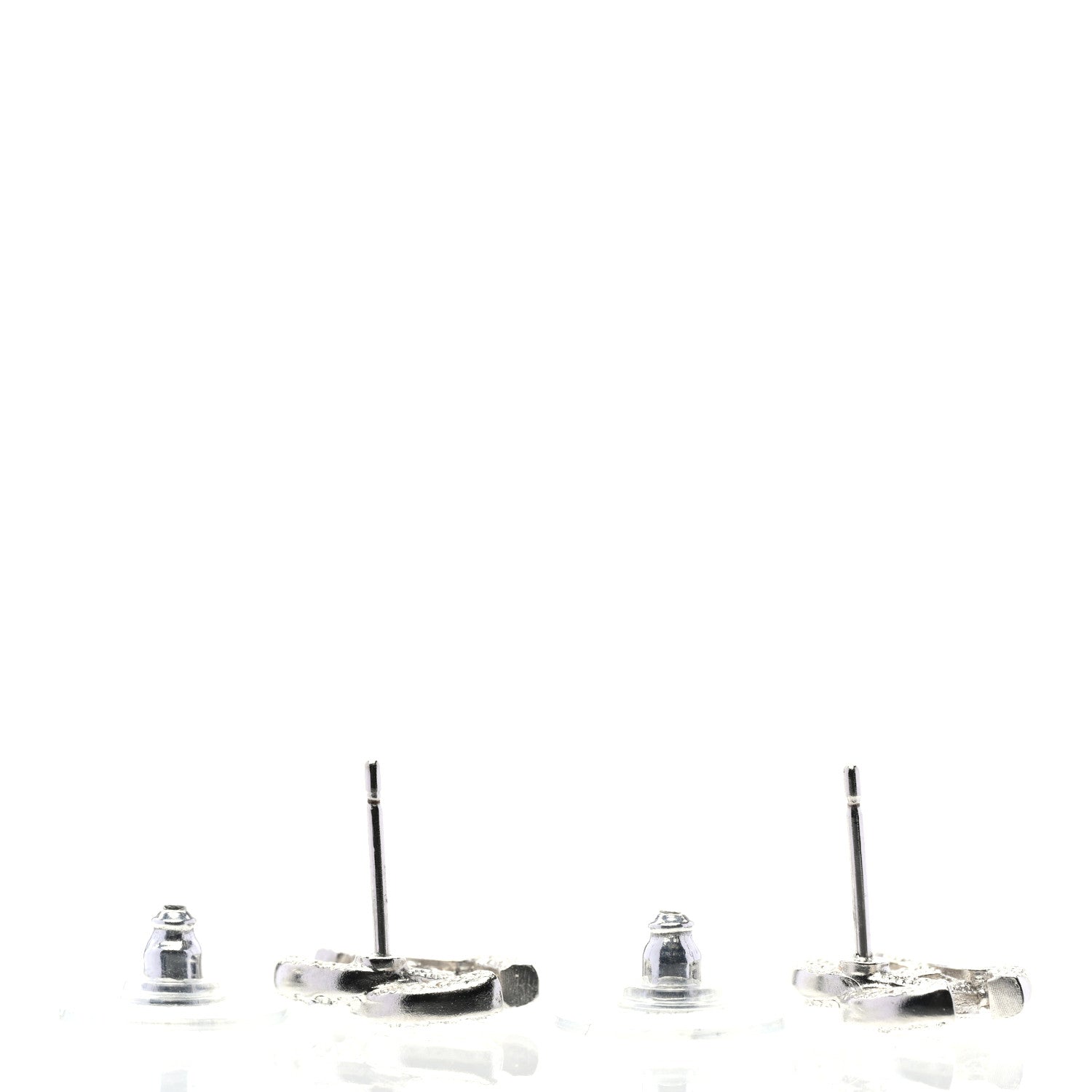 Chanel Crystal Timeless CC Earrings Silver 3 of 5
