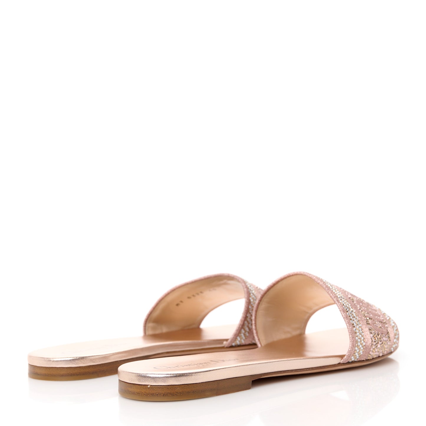 Canvas Crystal Embroidered Dway Slide Sandals 40 Rose Des Vents