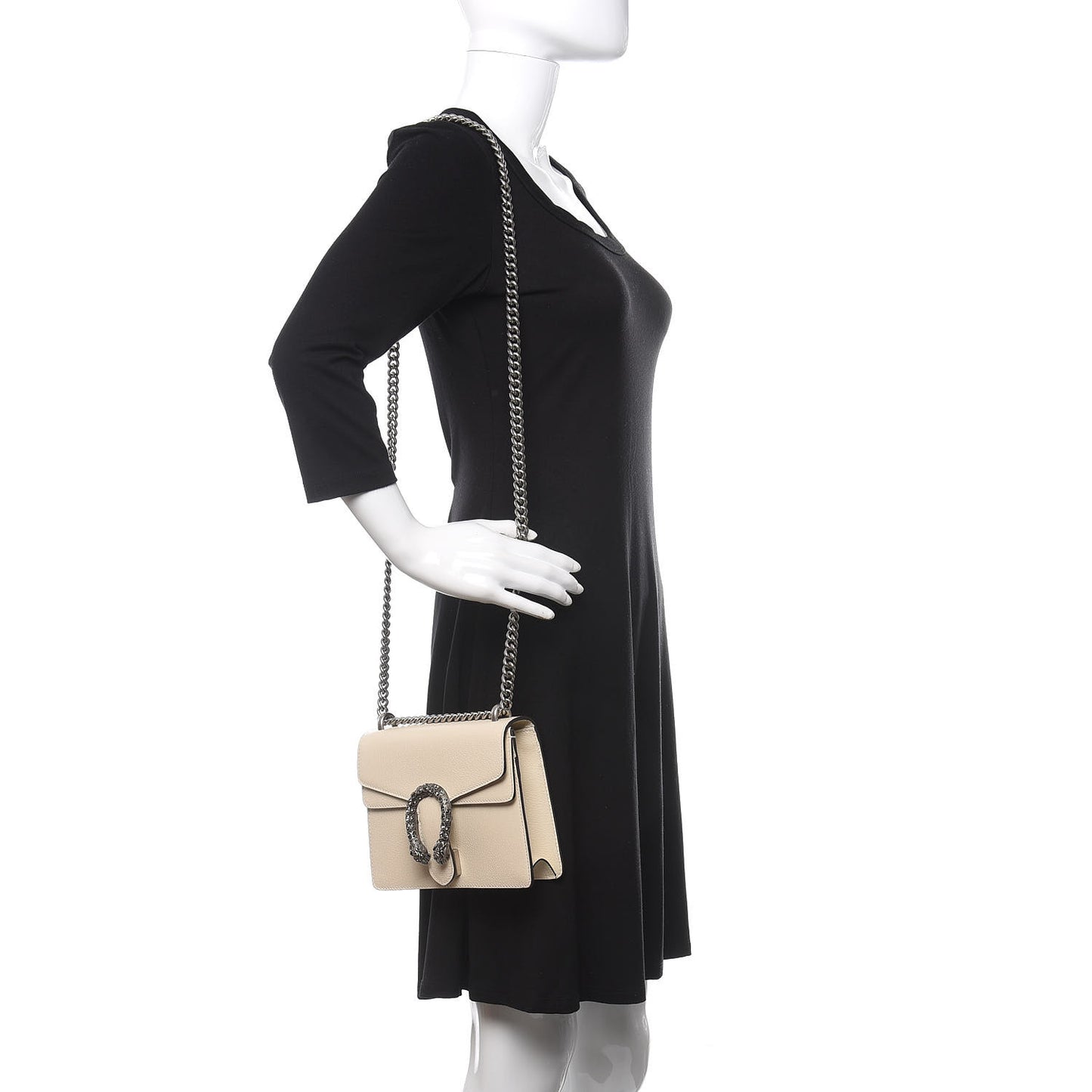 Textured Calfskin Crystal Mini Dionysus Shoulder Bag Mystic White