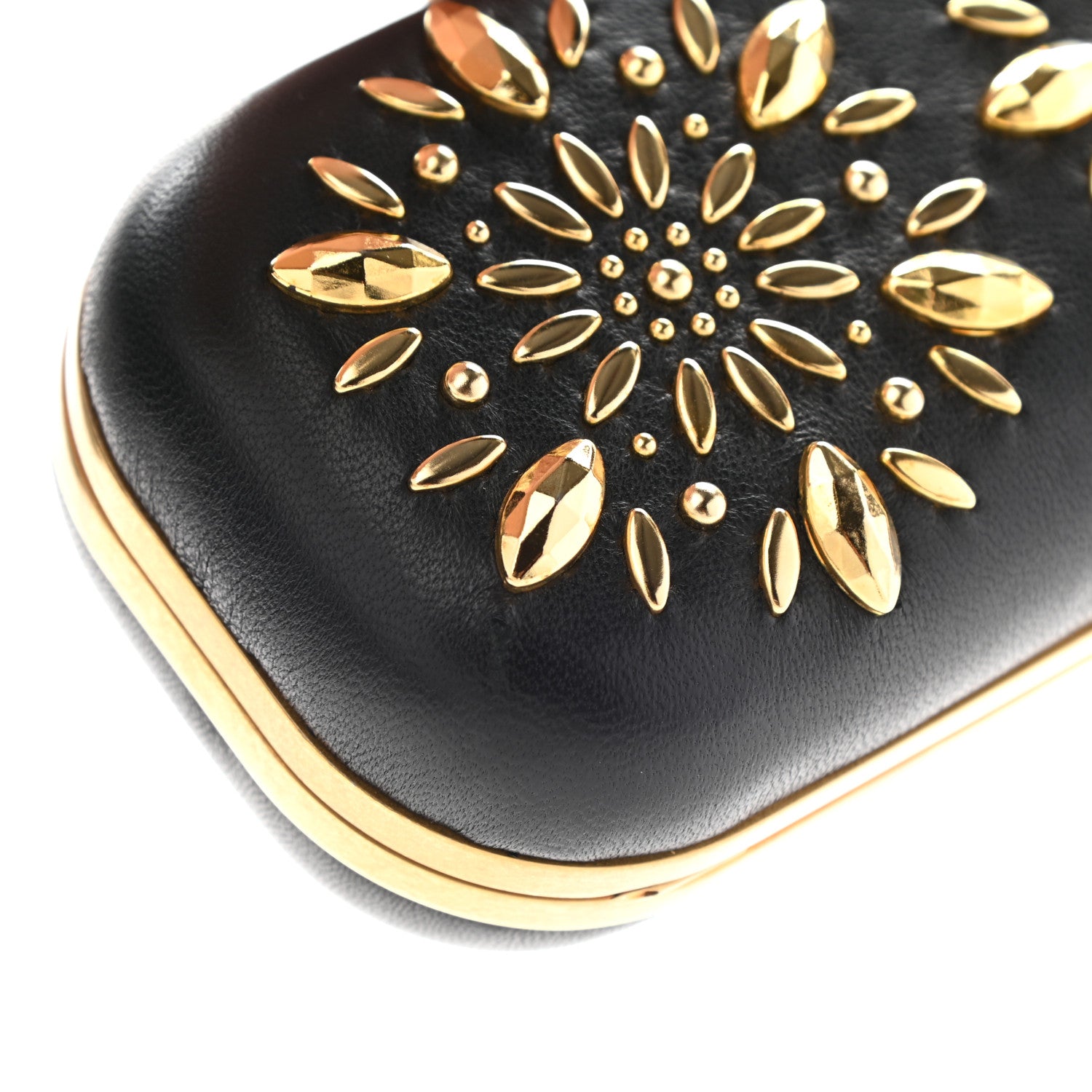 Alexander McQueen Nappa Studded Floral Knuckle Box Clutch Black 12 of 12