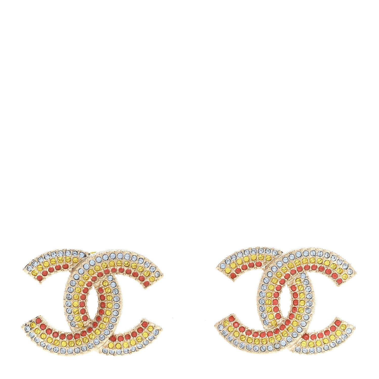 Chanel Crystal CC Earrings Gold Multicolor 1 of 5