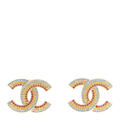 Chanel Crystal CC Earrings Gold Multicolor 1 of 5