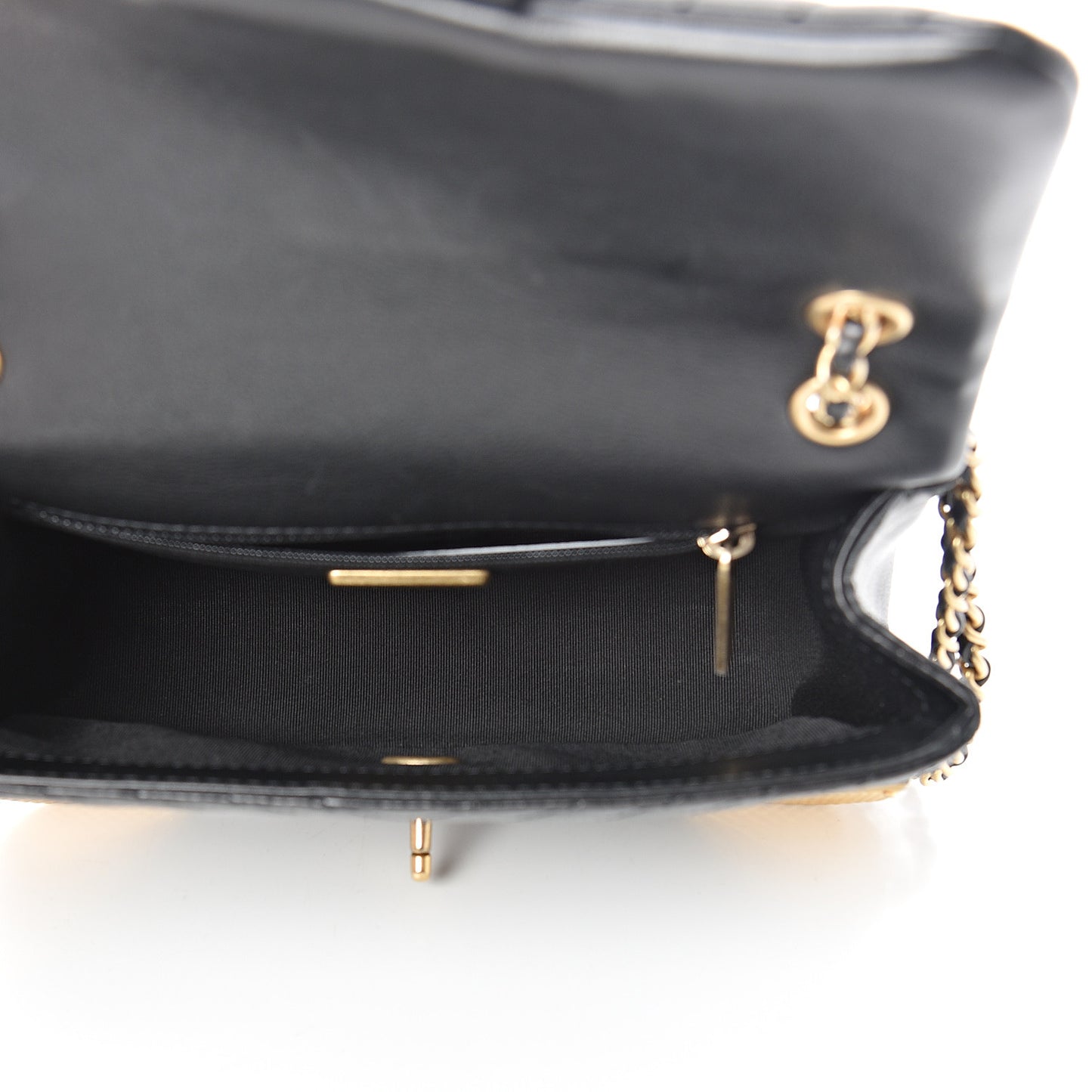 Calfskin Chevron Quilted Mini Rock The Corner Flap Black