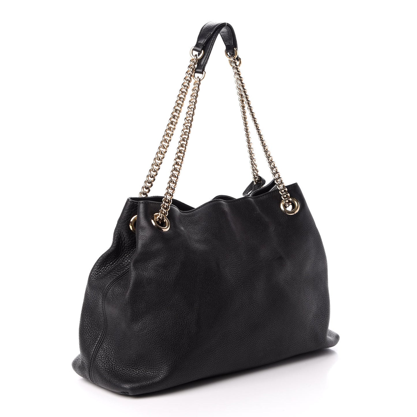 Pebbled Calfskin Medium Soho Chain Shoulder Bag Black