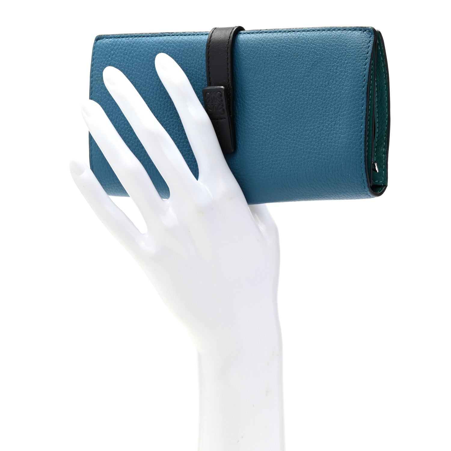 Loewe Grained Calfskin Large Vertical Wallet Blue Black 2 of 8