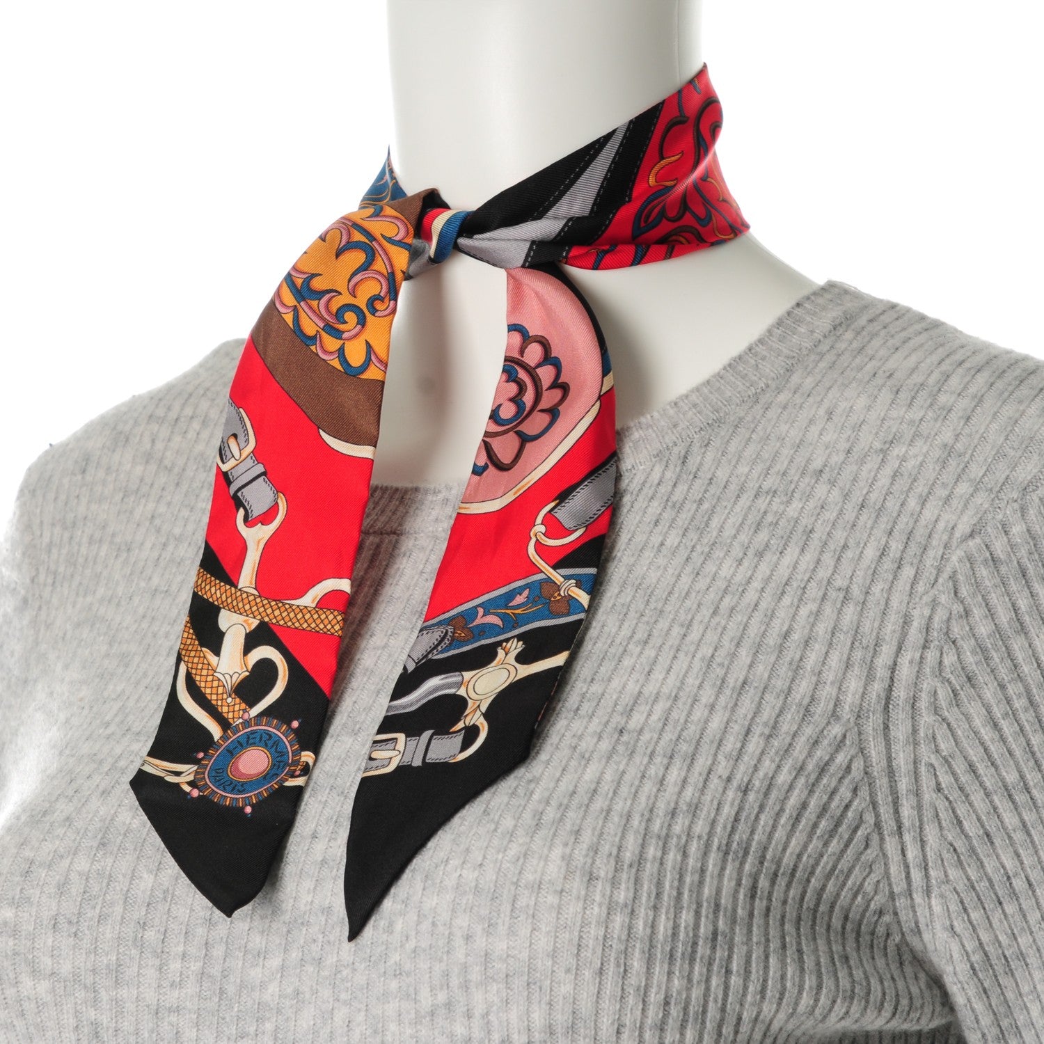 Hermes Silk Festival des Amazones Twilly Black Rouge Bleu 2 of 3