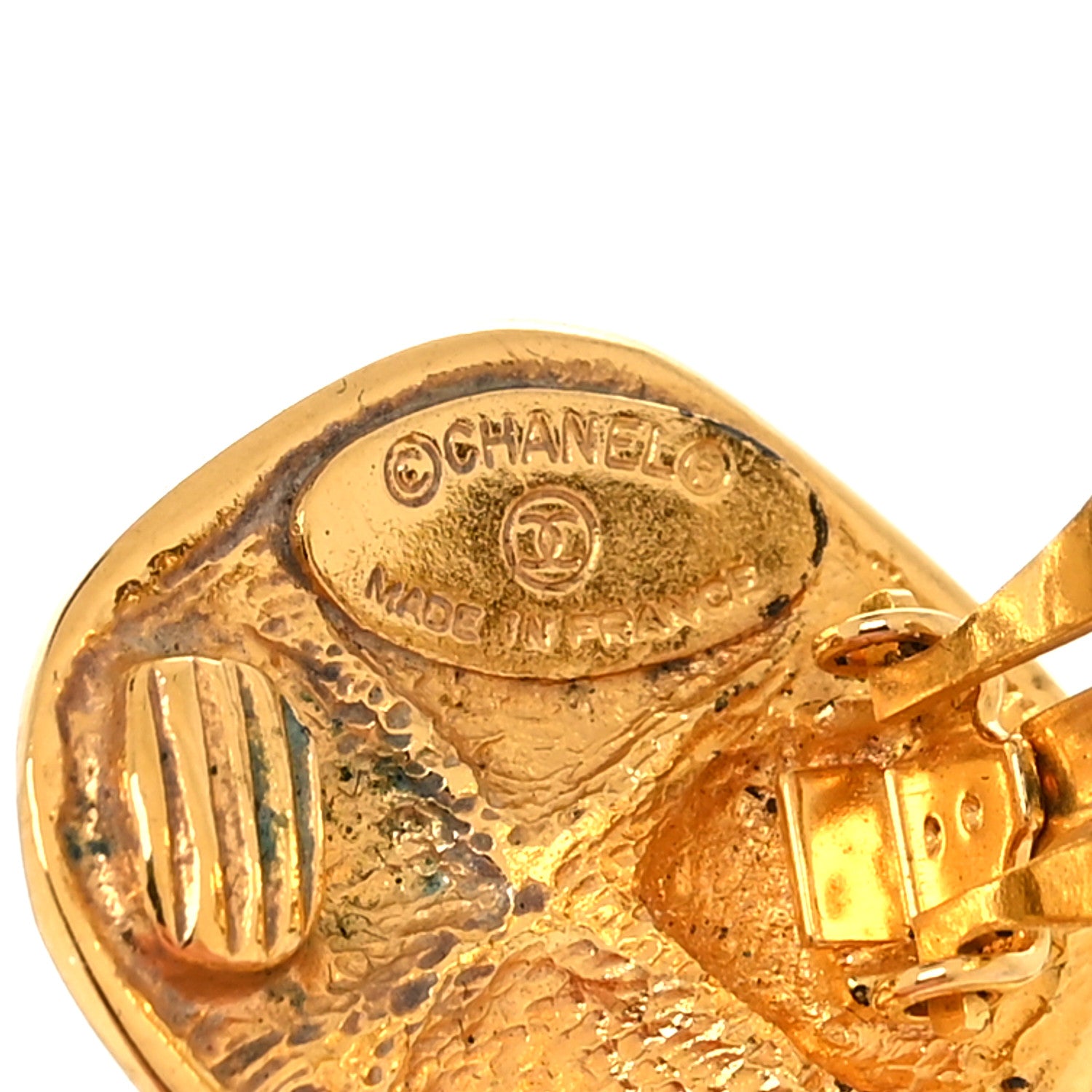 Chanel Metal Quilted Clip On Earrings Gold 4 of 4