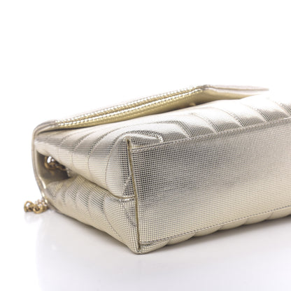 Saint Laurent Metallic Calfskin Y Quilted Small Loulou Monogram Chain Satchel Platino 7 of 9
