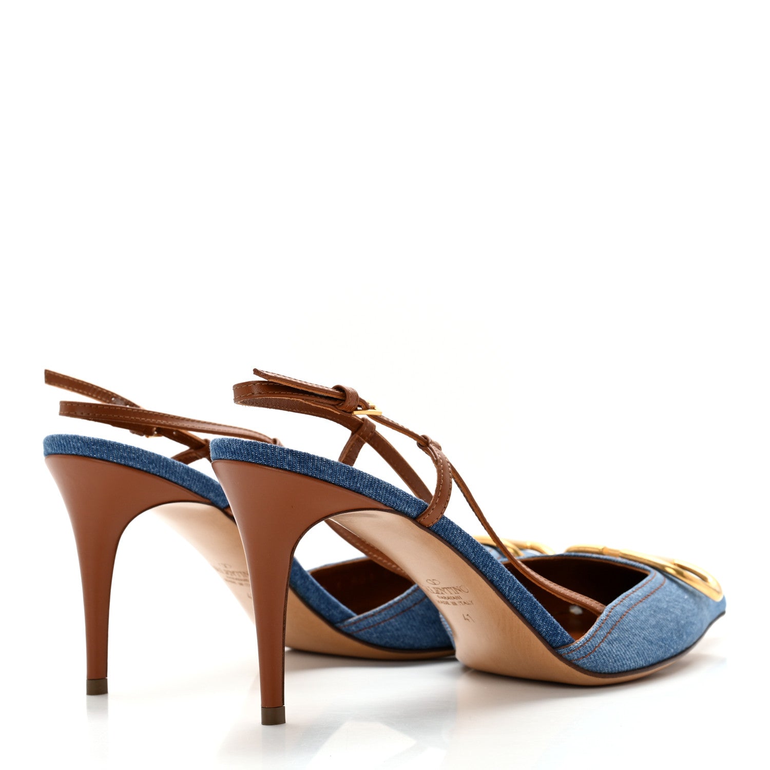 Valentino Garavani Denim Vlogo Slingback 80mm Pumps 41 Denim Selleria 4 of 9