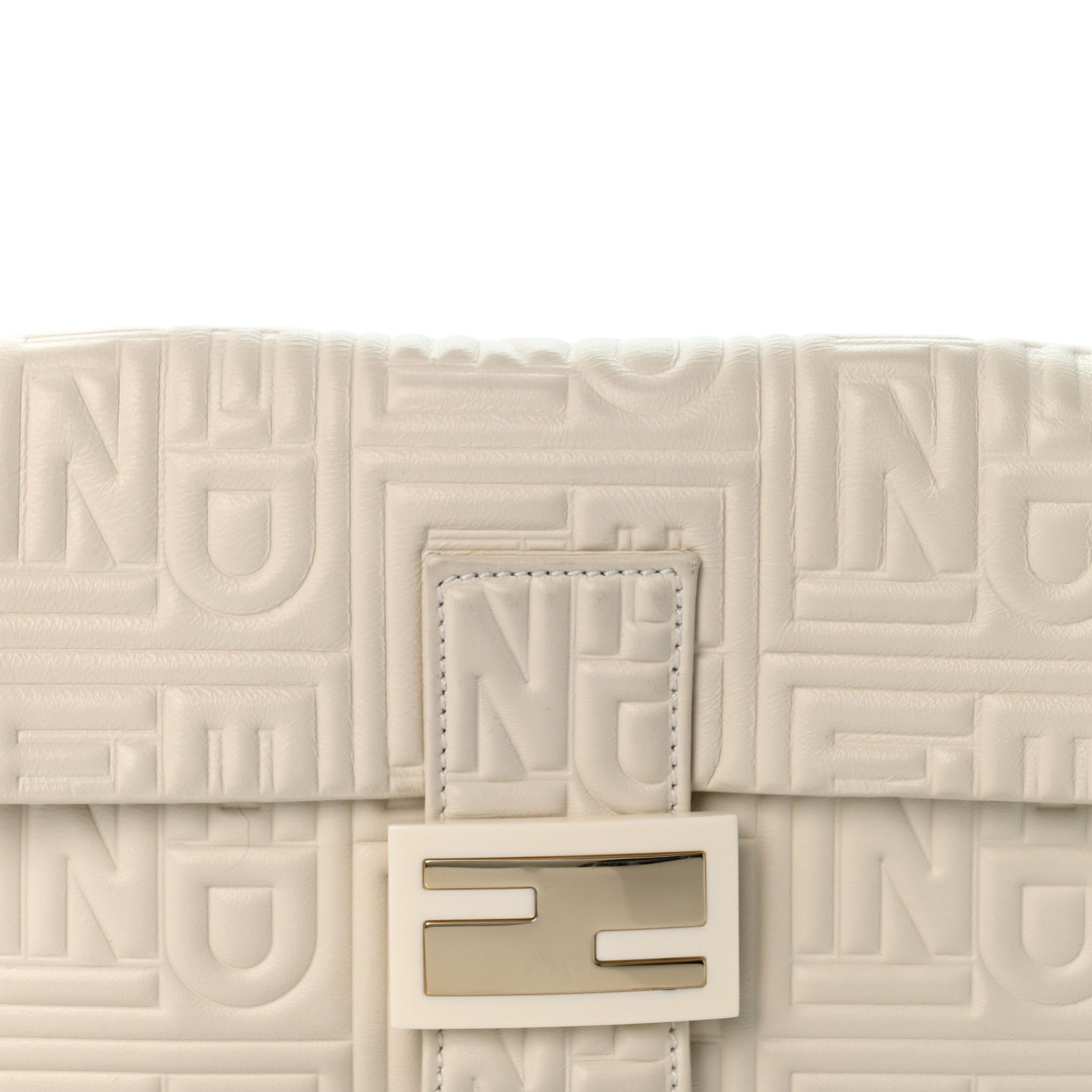 Fendi Nappa Logo Embossed Baguette White 8 of 13