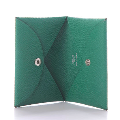 Hermes Epsom Calvi Card Case Vert Vertigo 3 of 8