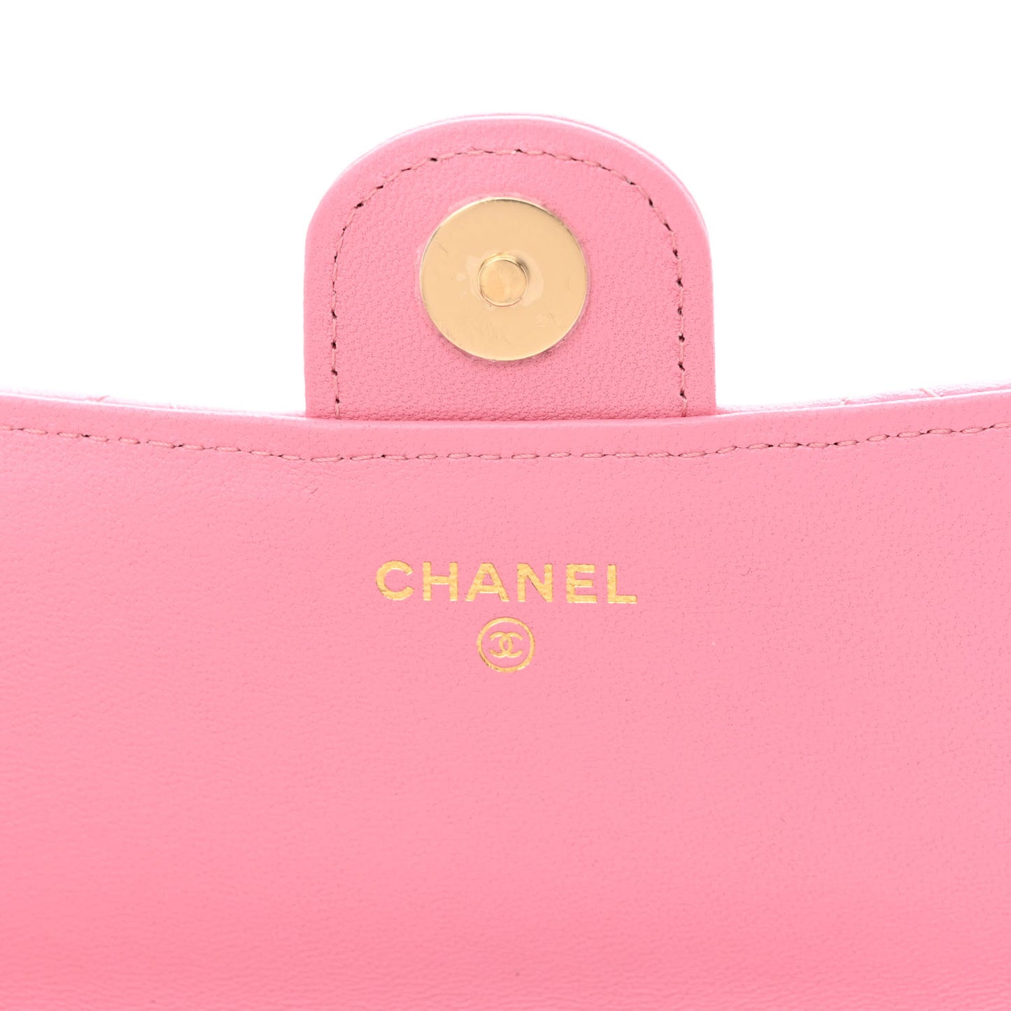 Lambskin Quilted Flap Phone Holder With Chain Pink