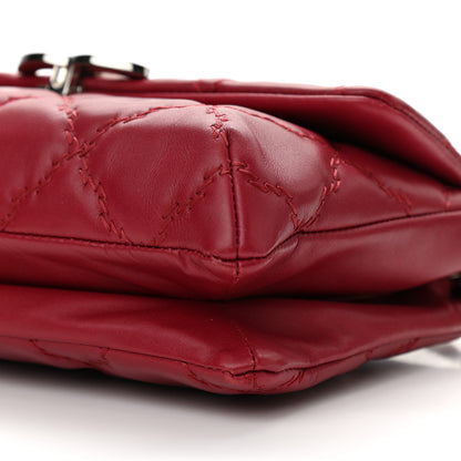 Chanel Calfskin Quilted Double Stitch Hamptons Clutch with Chain Red 10 of 11