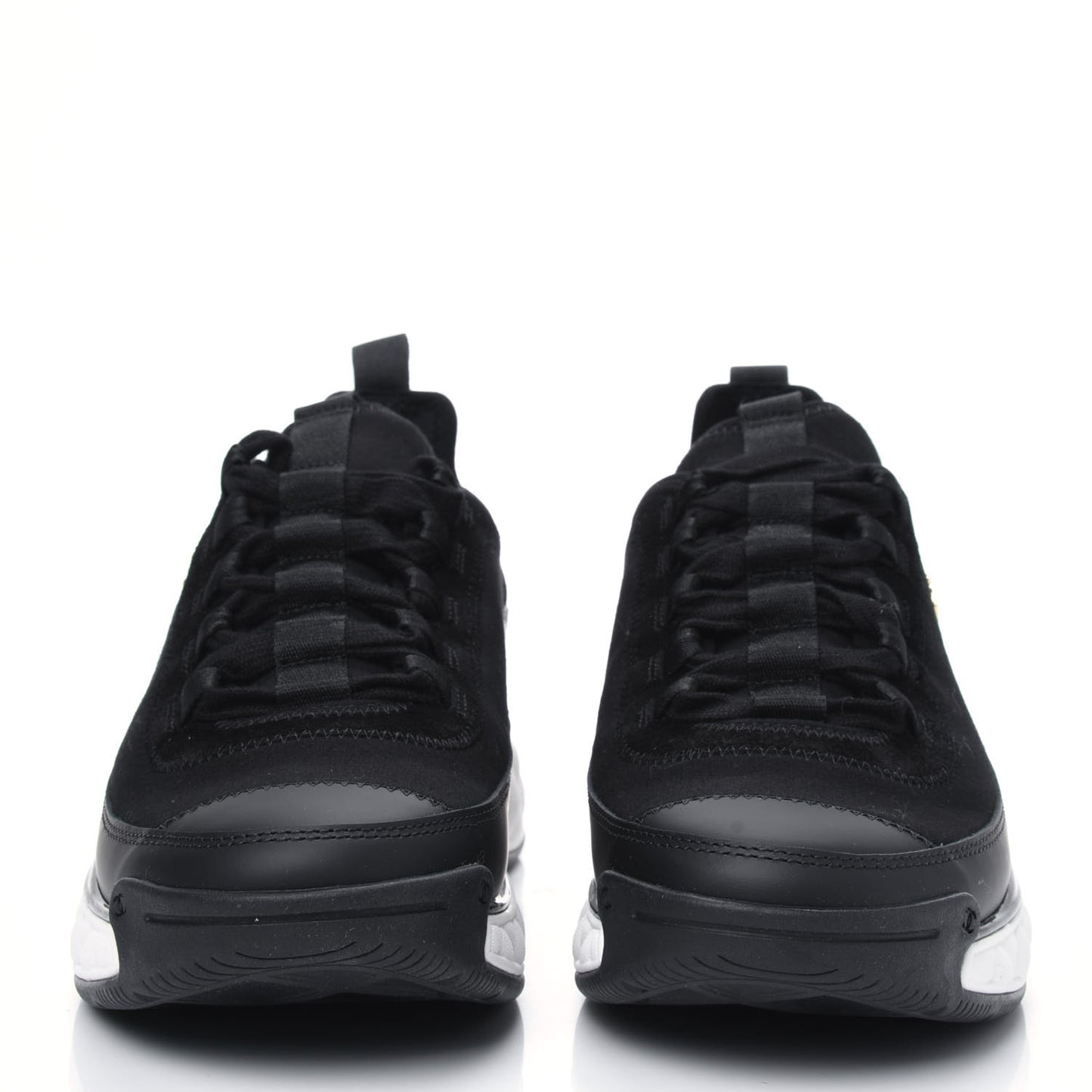 Velvet Calfskin Mixed Fibers CC Sneakers 37.5 Black