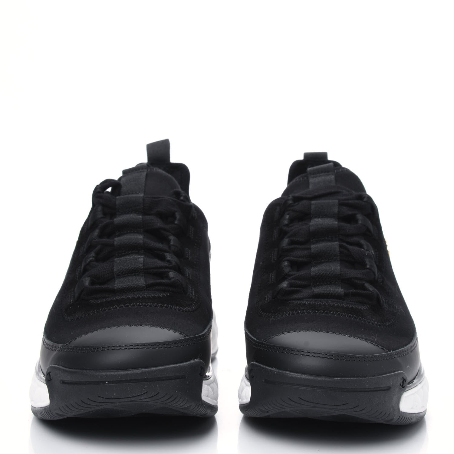 Chanel Velvet Calfskin Mixed Fibers CC Sneakers 37.5 Black 2 of 9
